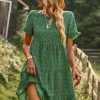 Women Beachsissi Printed Dress | Floral Print Short Sleeve Mini Dress Green