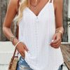 Women Beachsissi | Double Straps V Neck Hollow Casual Tops White