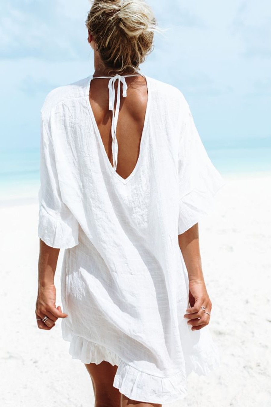 Women Beachsissi Cover Ups | Solid Color Swimsuit Cover Up White