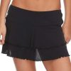 Women Beachsissi Swim Bottom | Layered Mesh Panel Swim Pantskirt Black