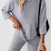 Women Beachsissi | Round Neck Solid Color Two Pieces Set Lightslategray