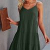 Women Beachsissi Solid Dress | Fashion Solid Color Ruffle Hem Mini Dress Darkolivegreen