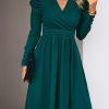 Women Beachsissi Solid Dress | Solid Long Sleeve Ruched Bodycon Dress Darkgreen