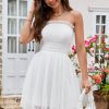 Women Beachsissi Solid Dress | Cute Princess Bandeau Solid Mini Dress White