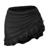 Women Beachsissi Swim Bottom | Drawstring Side Ruffle Hem Swim Skirt Black