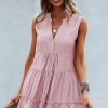 Women Beachsissi Solid Dress | Solid Color V Neck Sleeveless Mini Dress Lightpink