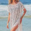 Women Beachsissi Cover Ups | Hollow Tassel Lace Swimwear Cover Up White