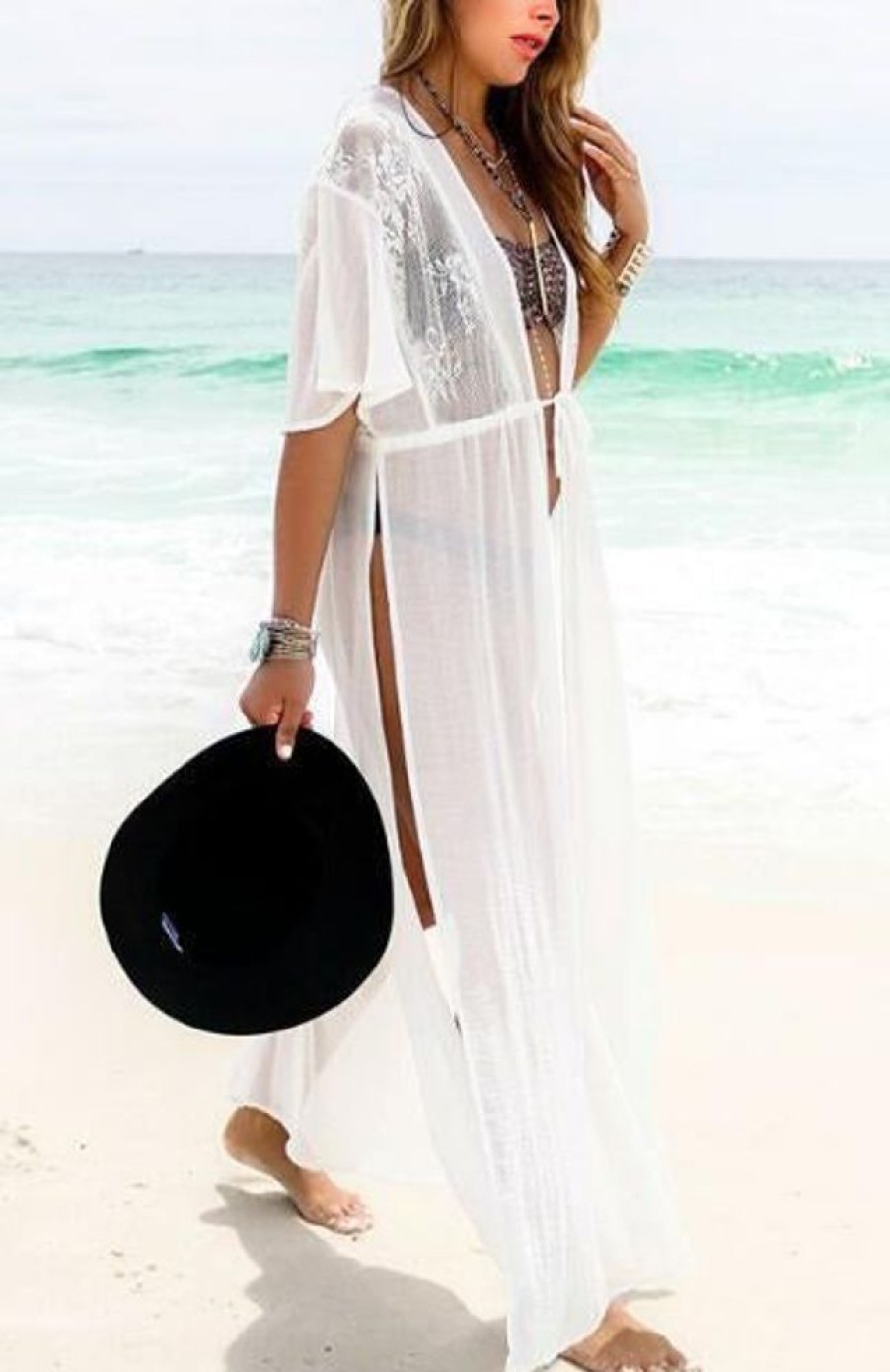 Women Beachsissi Cover Ups | Side Slit Cover Up White