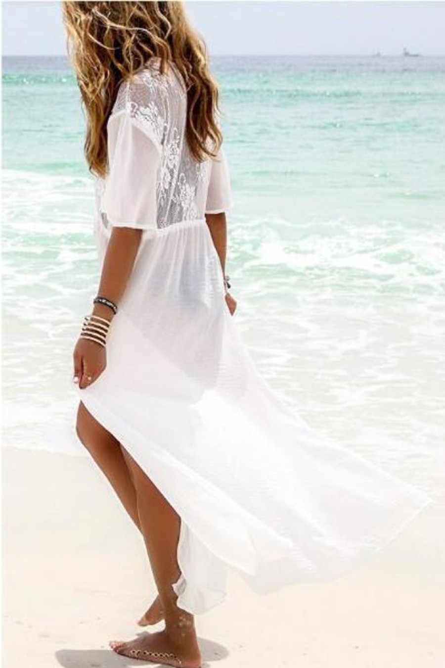 Women Beachsissi Cover Ups | Side Slit Cover Up White