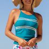 Women Beachsissi Tankini | Fashion Print Tummy Control Tankini Set Darkturquoise