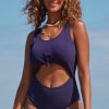 Women Beachsissi One Piece | Knot And Cutout Front One Piece Swimsuit Mediumblue