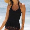 Women Beachsissi Tankini | Cherry Print Tummy Control Cute Tankini Set Black