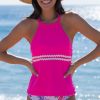 Women Beachsissi Tankini | Tummy Control Criss Cross Back Cute Tankini Set Deeppink