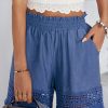 Women Beachsissi | Lace Patchwork High Waisted Loose Fit Shorts Royalblue