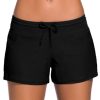 Women Beachsissi Swim Bottom | Drawstring Waist Side Slit Shorts Black