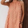 Women Beachsissi Casual Dress | Flower Halter Neck A Style Solid Casual Dress Lightsalmon