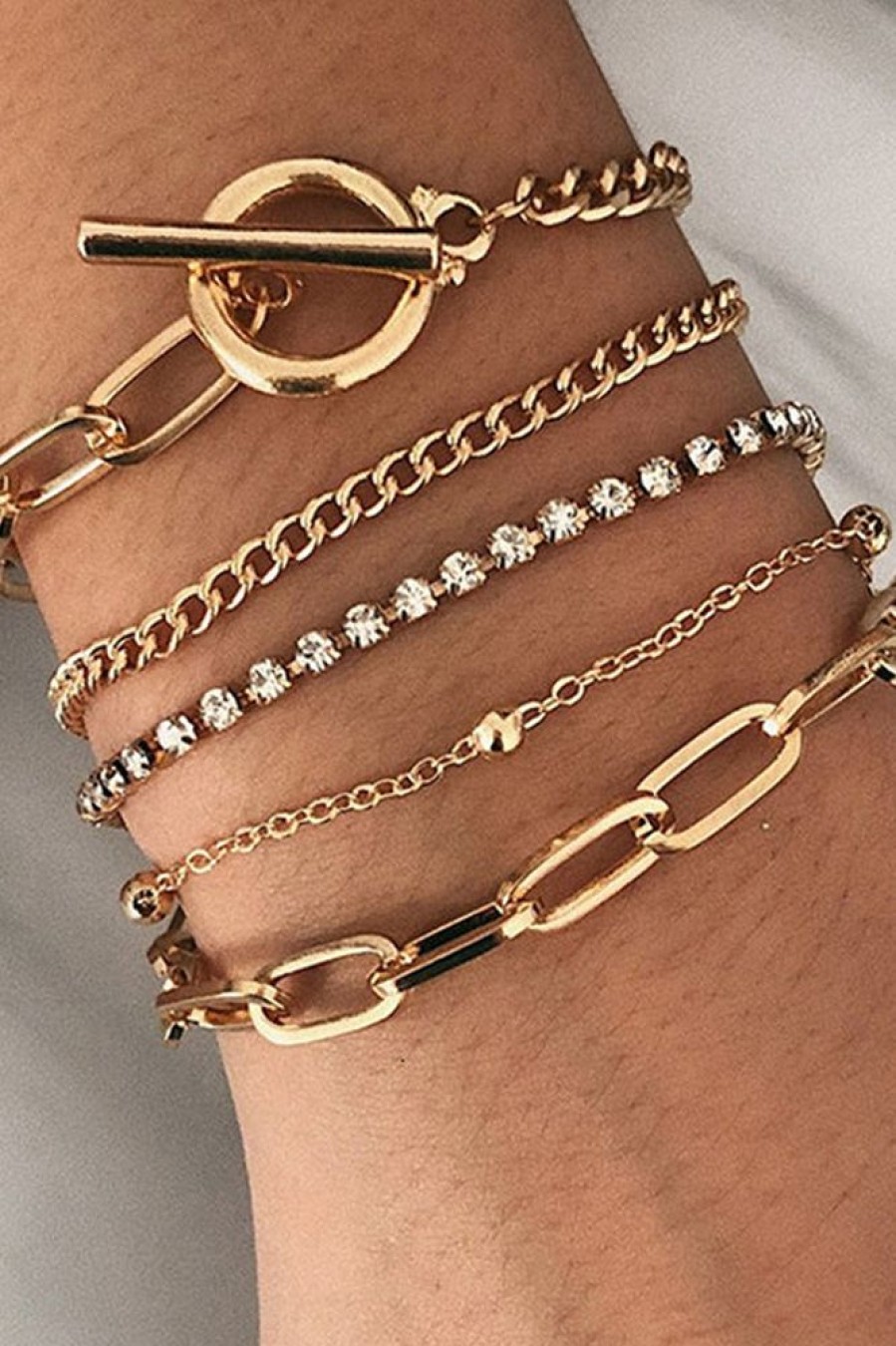 Women Beachsissi | 5Pcs Fashion Geometry Charm Bracelet Gold