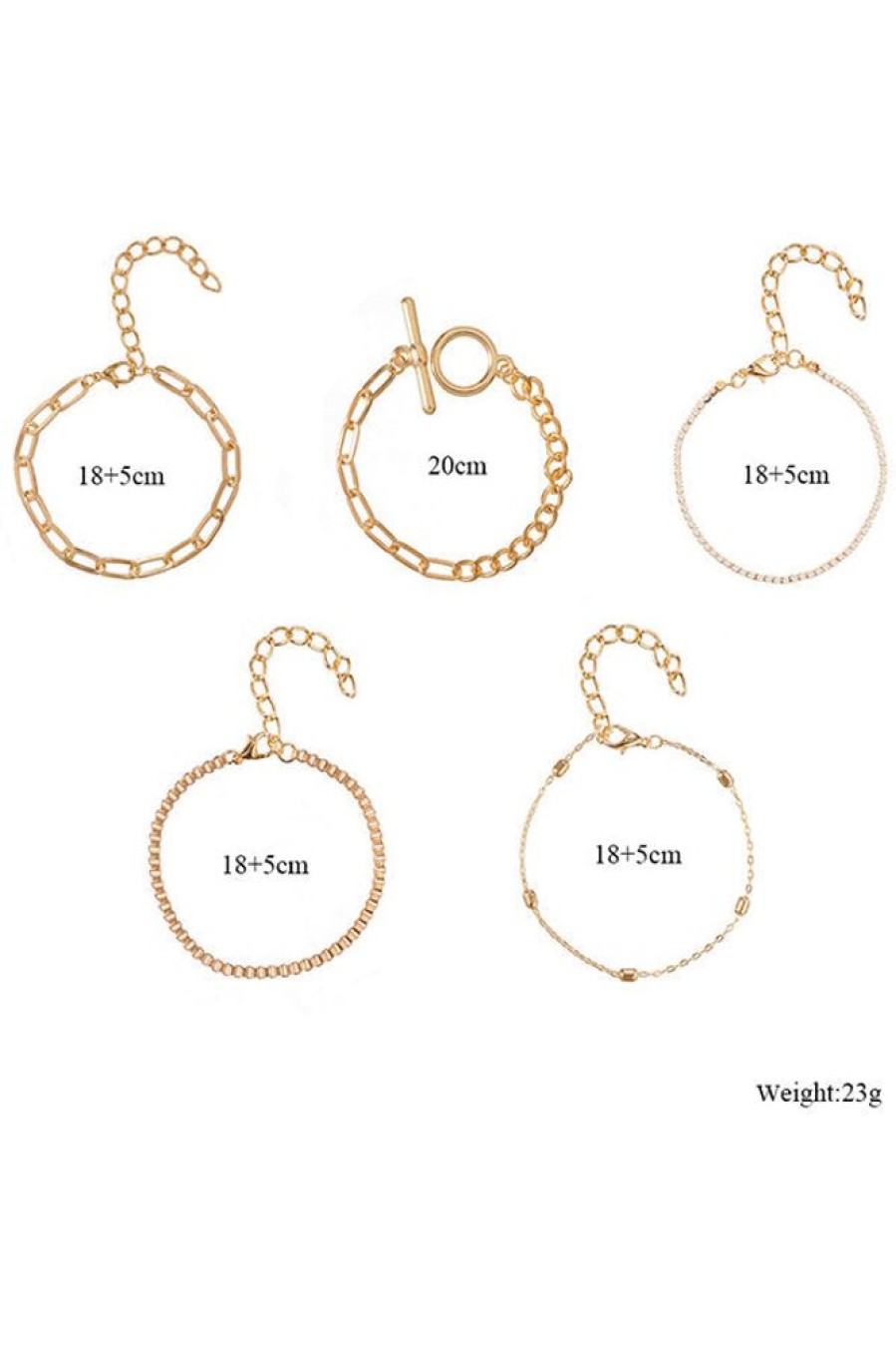 Women Beachsissi | 5Pcs Fashion Geometry Charm Bracelet Gold