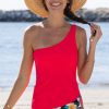 Women Beachsissi Tankini | Tummy Control One Shoulder Tankini Set Red