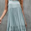 Women Beachsissi Solid Dress | Fashion Sleeveless Solid Layered Ruffle Hem Mini Dress Paleturquoise