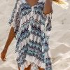 Women Beachsissi Cover Ups | Tie Front Half Sleeve Knitted Swimsuit Cover Up White