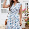 Women Beachsissi Printed Dress | Floral Print Ruffle Hem Mini Dress Dodgerblue