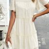 Women Beachsissi Casual Dress | Solid Color Round Neck Casual Dress Beige