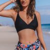 Women Beachsissi Bikini | Drawstring Side Floral Print Bikini Set Black