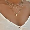 Women Beachsissi | Ins Style Disc Charm Layered Necklace Gold