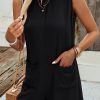 Women Beachsissi | Solid Color Sleeveless Casual Rompers Black