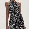 Women Beachsissi Casual Dress | Halter Neck Polka Dot Print Casual Dress Black