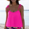 Women Beachsissi Tankini | Tie Shoulder Floral Print Cute Tankini Set Deeppink