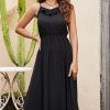 Women Beachsissi Solid Dress | Solid Color Sleeveless Casual Dress Black