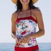 Women Beachsissi Tankini | Halter Neck Tummy Control Tankini Set Red