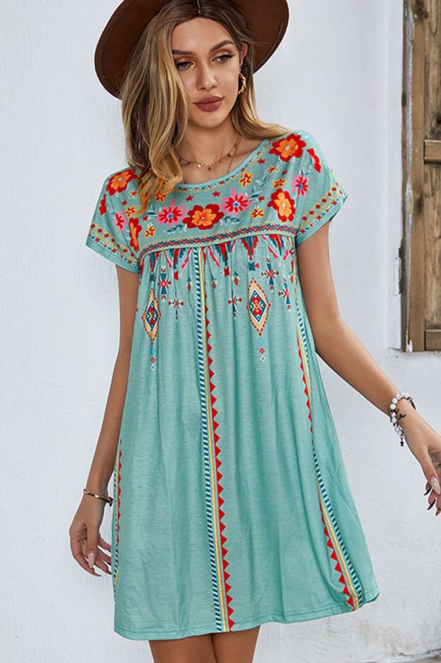 Women Beachsissi Casual Dress | Fashion Casual Printed Mini Dress Powderblue