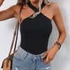 Women Beachsissi | Fashion Solid Color Sleeveless Tops Black