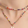 Women Beachsissi | Double Layer Colorful Pearl Shell Necklace Gold