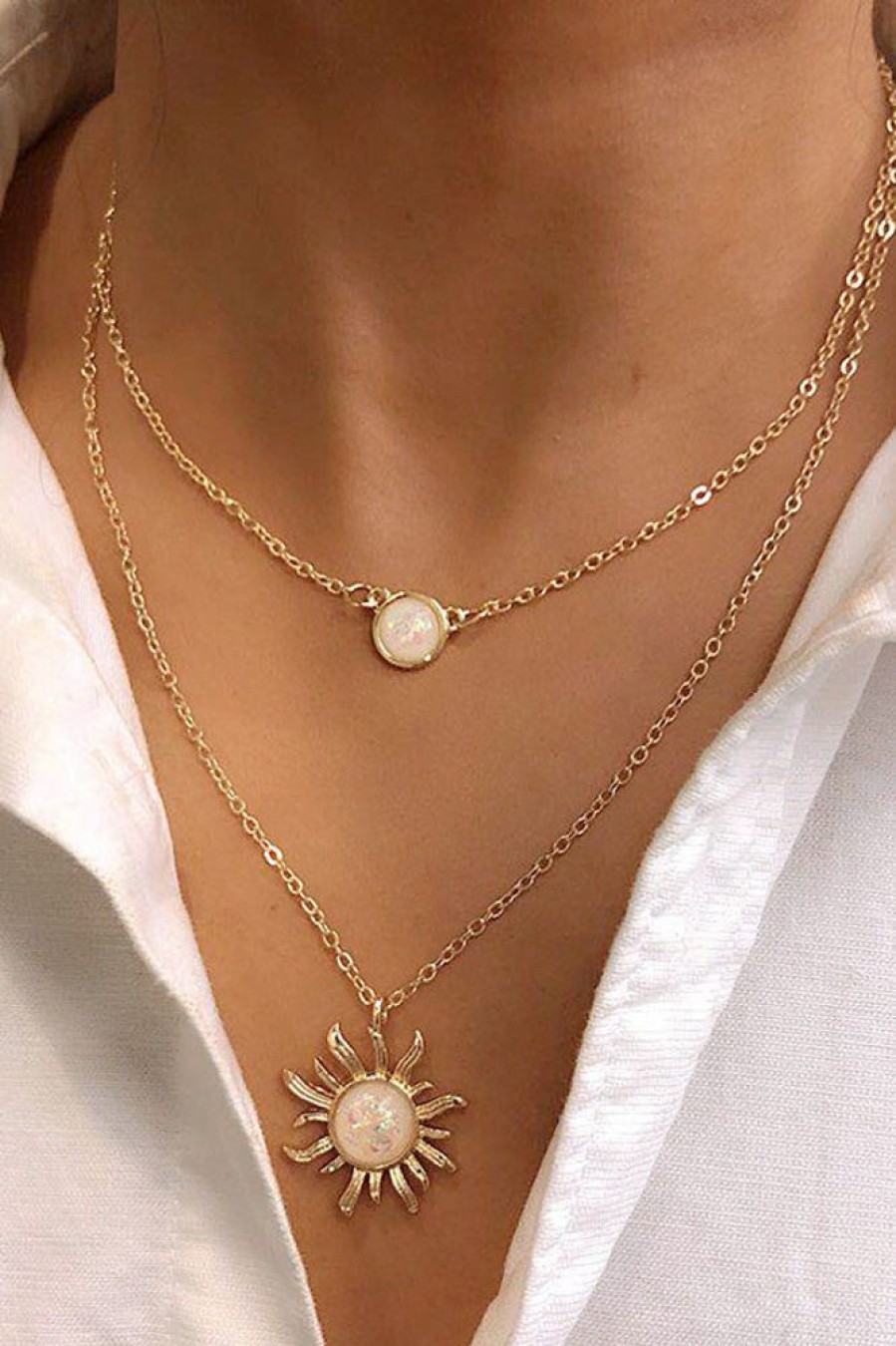 Women Beachsissi | Sunflower Multi-Layer Design Necklace Gold