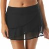 Women Beachsissi Swim Bottom | Layared Ruffle Hem Swim Pantskirt Black