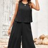 Women Beachsissi | Solid Color Sleeveless Casual Jumpsuit Black