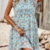 Women Beachsissi Printed Dress | Fashion Floral Print Casual Mini Dress Lightcyan