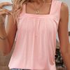 Women Beachsissi | Square Neck Solid Color Sleeveless Casual Tops Lightpink