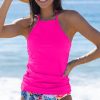 Women Beachsissi Tankini | Floral Print Tummy Control Ruched Tankini Set Deeppink