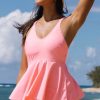 Women Beachsissi Tankini | V Neck Floral Print Ruffled Hem Tankini Set Lightpink