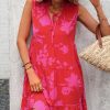 Women Beachsissi Printed Dress | Fashion Floral Print Sleeveless Casual Dress Red