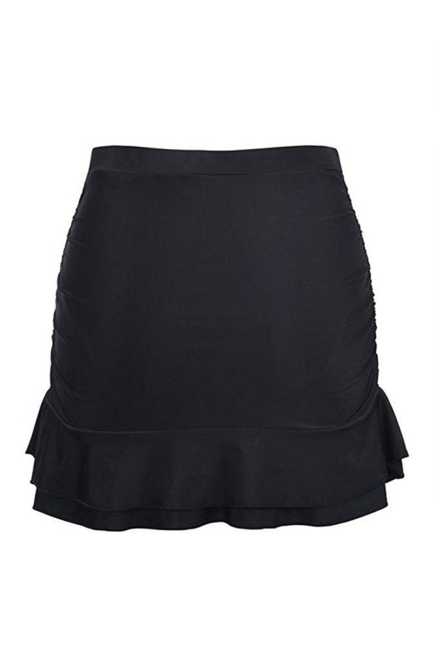 Women Beachsissi Swim Bottom | High Waist Ruched Design Swim Skirt Black