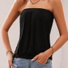 Women Beachsissi | Solid Color Bandeau Tank Casual Tops Black