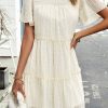 Women Beachsissi Solid Dress | Solid Color Round Neck Casual Dress Beige