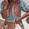 Women Beachsissi | Bohemian Floral Short Sleeve Casual Tops Skyblue