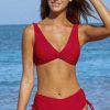 Women Beachsissi Bikini | Wine Red Hook Drawstring Side Bikini Set Firebrick